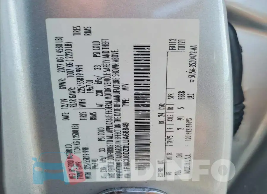 1FMCU0DZ0LUA68849 Photo# 13