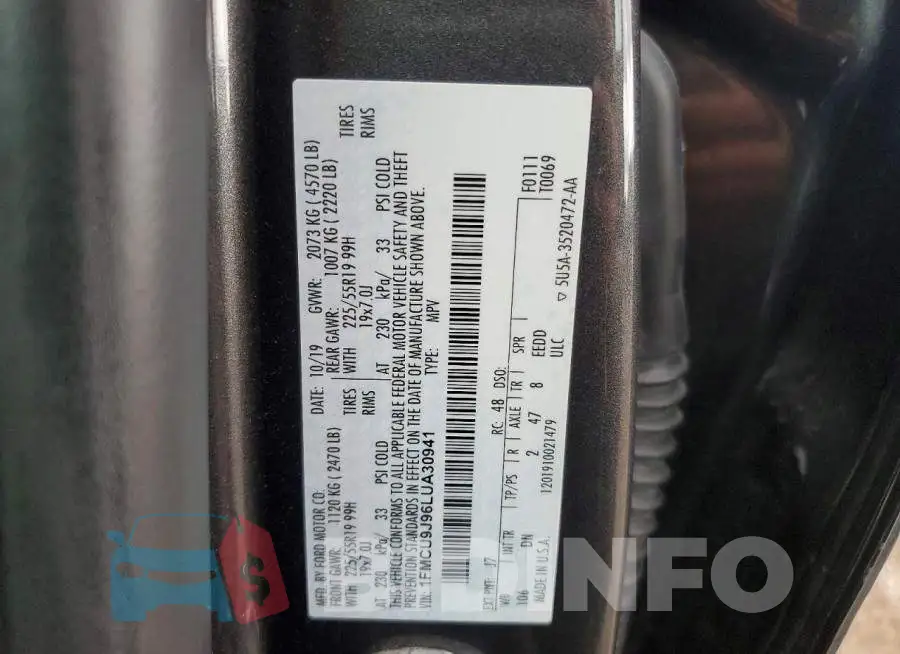 1FMCU9J96LUA30941 Photo# 12