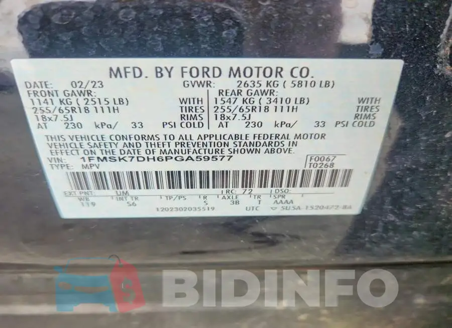 1FMSK7DH6PGA59577 Photo# 13