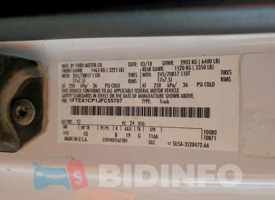 1FTEX1CP1JFC55707 Photo# 12