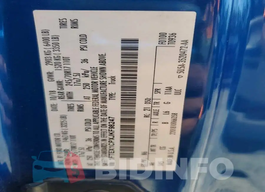 1FTEX1CPXJKF98247 Photo# 12