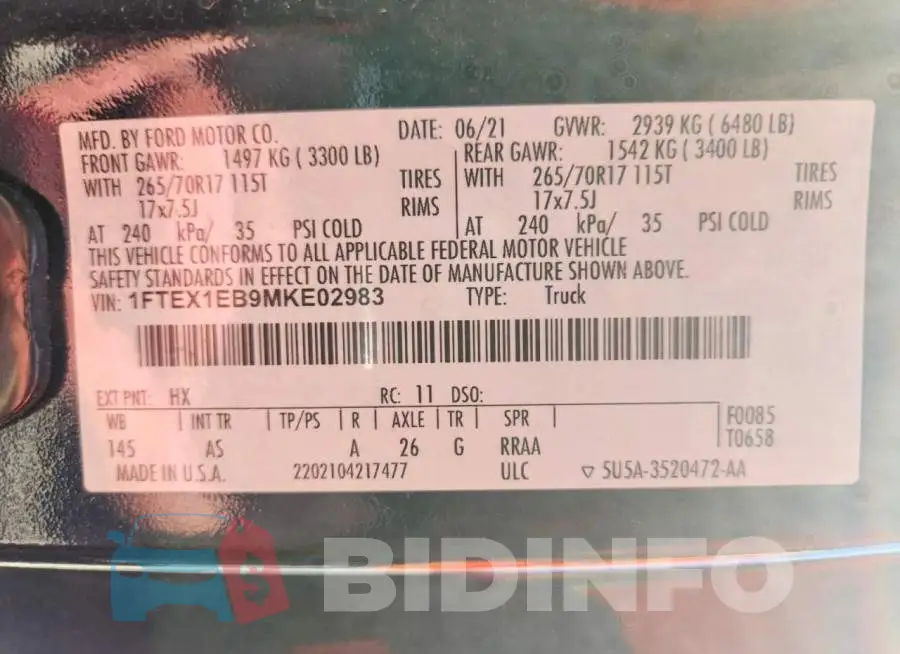 1FTEX1EB9MKE02983 Photo# 12