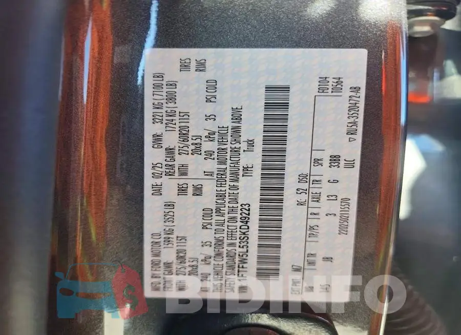 1FTFW5L53SKD49223 Photo# 13