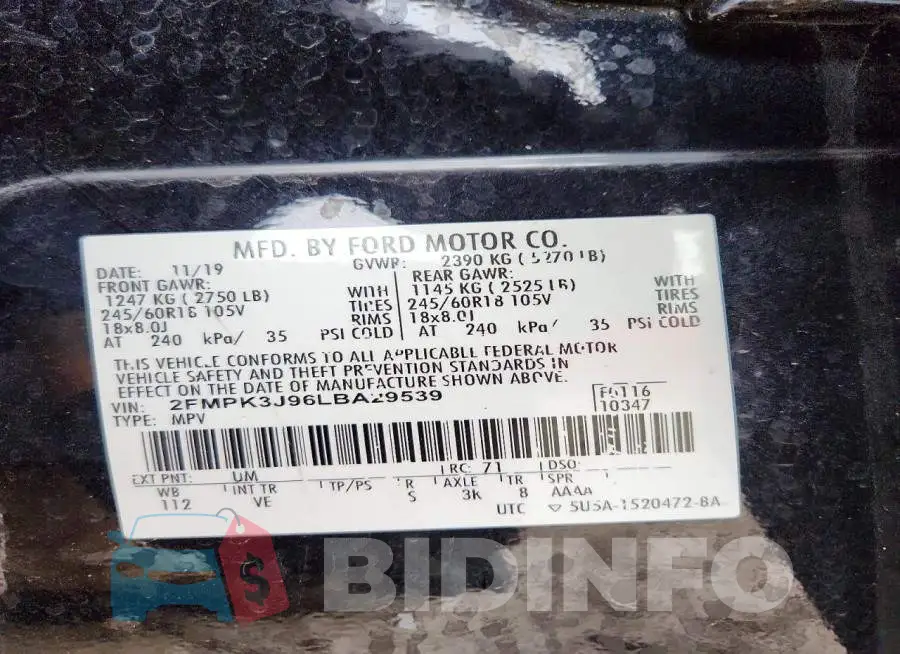 2FMPK3J96LBA29539 Photo# 13