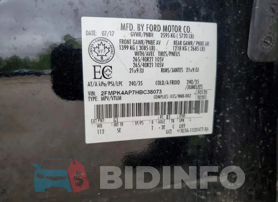 2FMPK4AP7HBC38073 Photo# 13