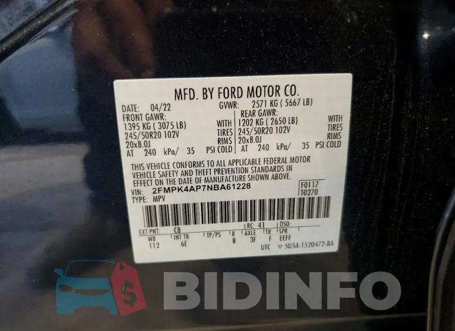 2FMPK4AP7NBA61228 Photo# 13