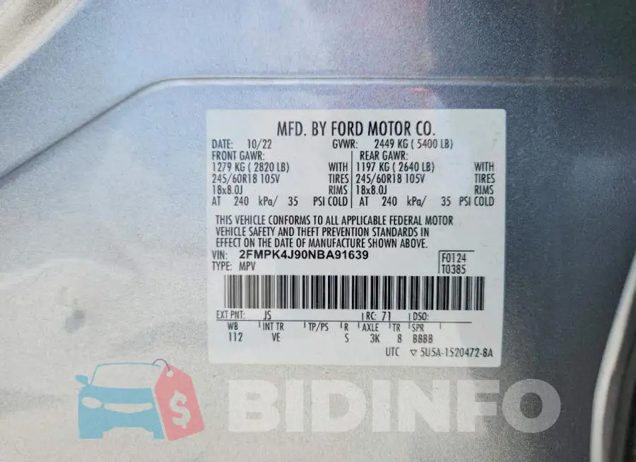 2FMPK4J90NBA91639 Photo# 14