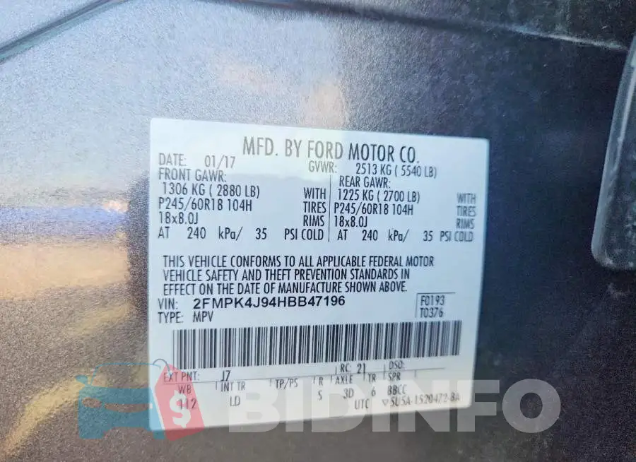 2FMPK4J94HBB47196 Photo# 13