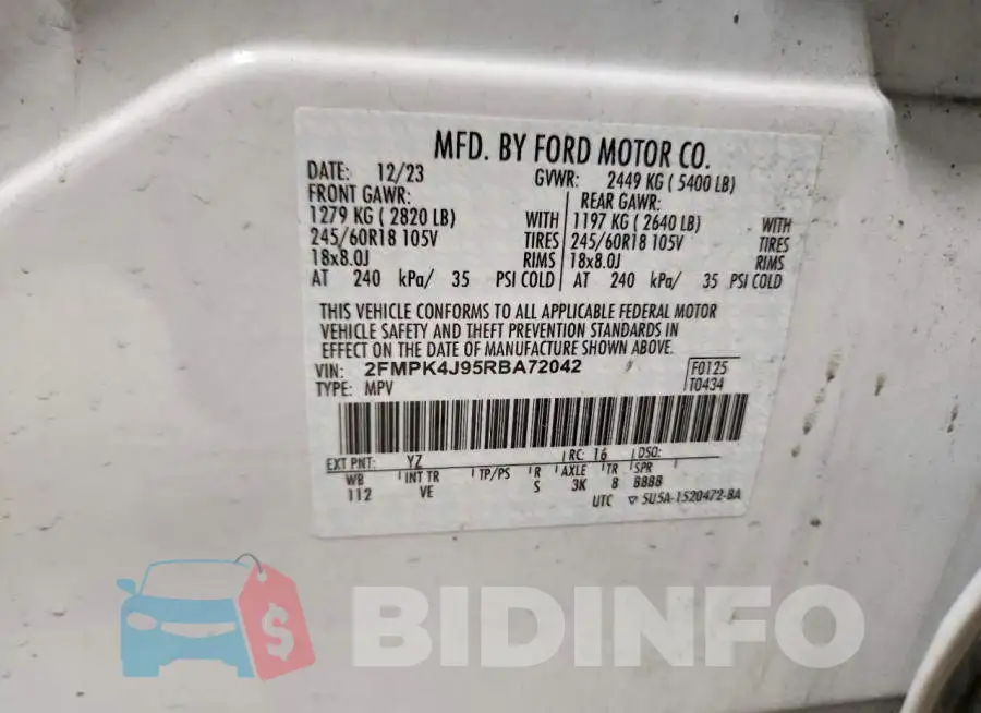 2FMPK4J95RBA72042 Photo# 13