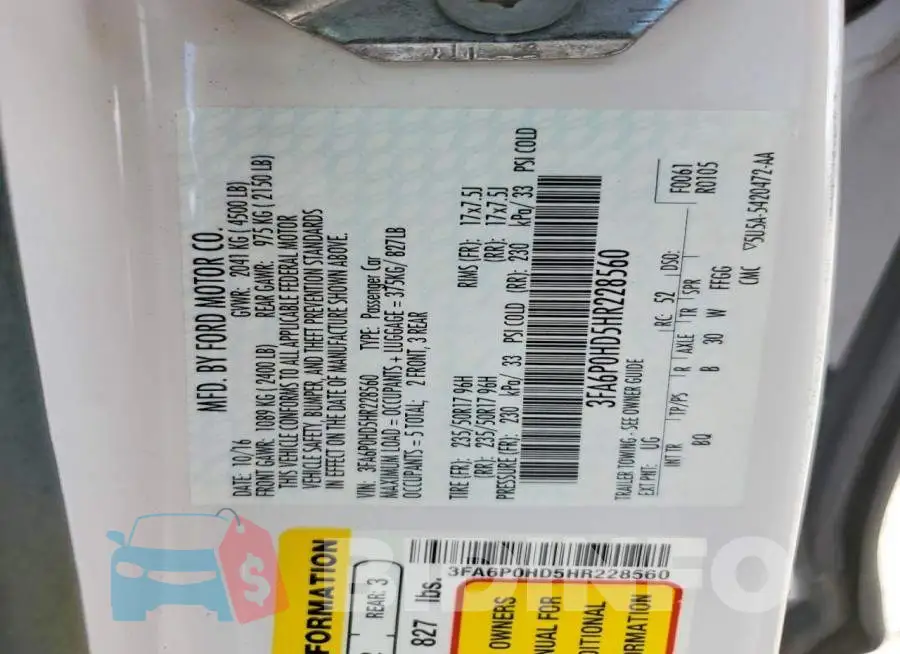 3FA6P0HD5HR228560 Photo# 12