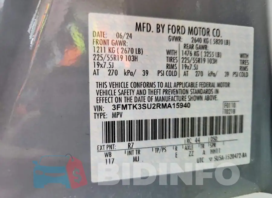 3FMTK3SU2RMA15940 Photo# 14