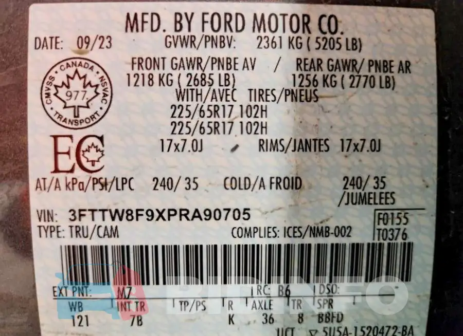 3FTTW8F9XPRA90705 Photo# 12