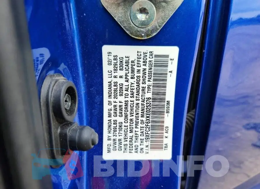19XFC2F6XKE025376 Photo# 12