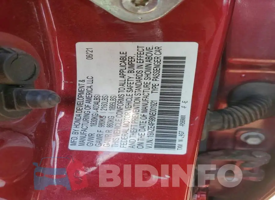 19XZE4F98NE001921 Photo# 12