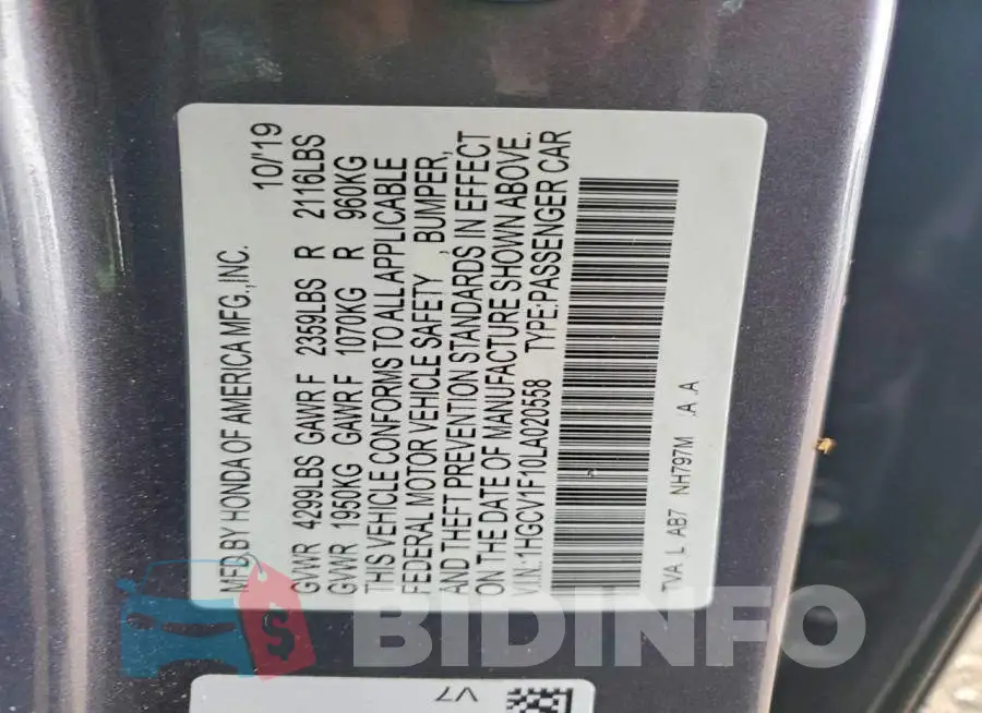 1HGCV1F10LA020558 Photo# 12