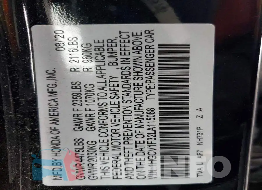 1HGCV1F32LA115088 Photo# 12