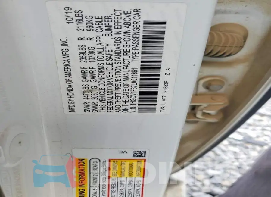 1HGCV1F37LA011891 Photo# 13
