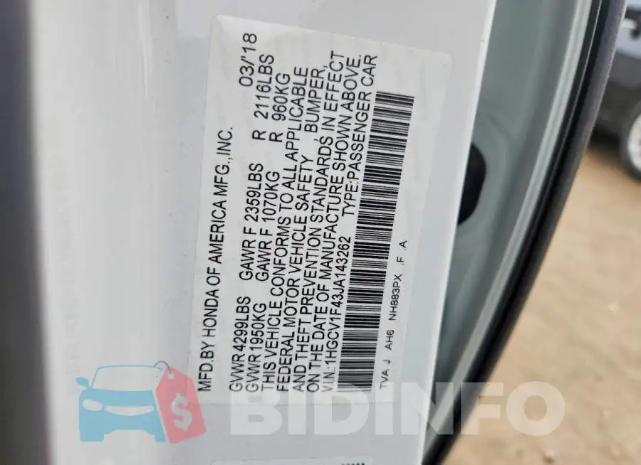 1HGCV1F43JA143262 Photo# 13