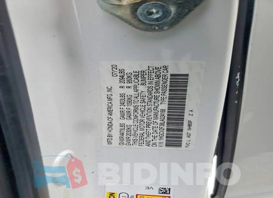 1HGCV2F38LA024168 Photo# 12