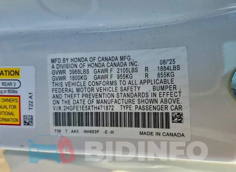 2HGFE1E5XTH471872 Photo# 12
