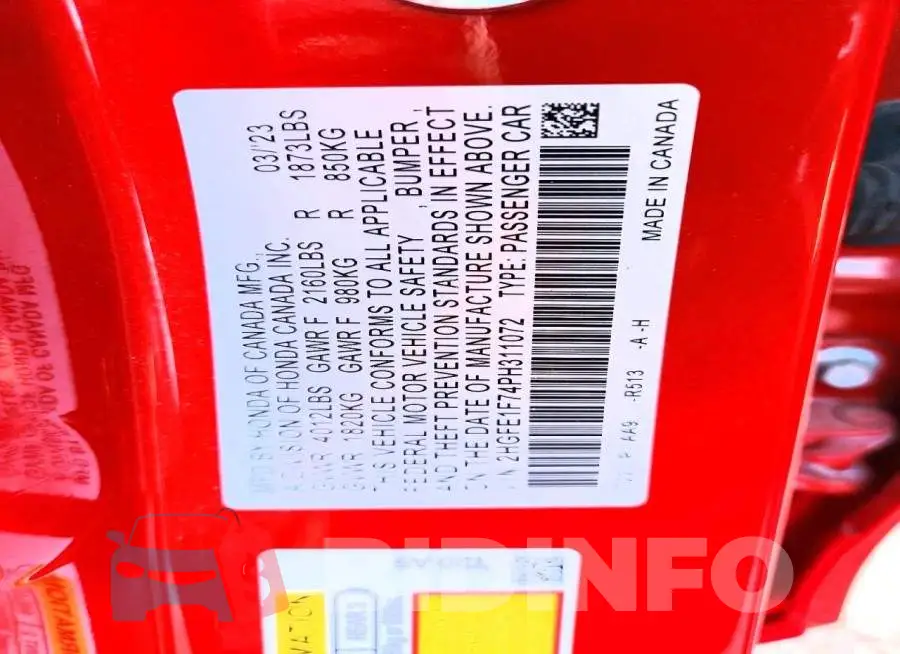 2HGFE1F74PH311072 Photo# 12
