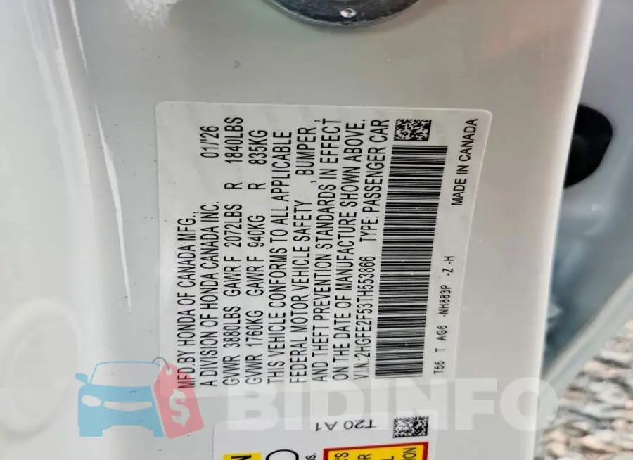 2HGFE2F53TH553866 Photo# 12