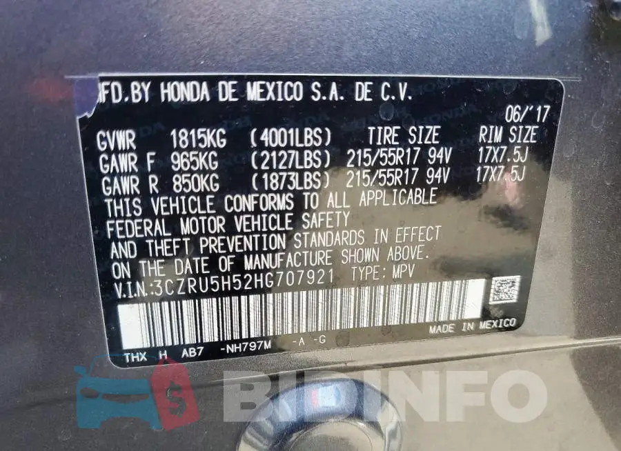 3CZRU5H52HG707921 Photo# 14