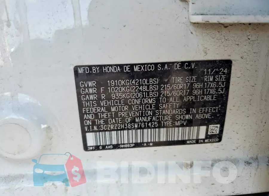 3CZRZ2H38SM761425 Photo# 12