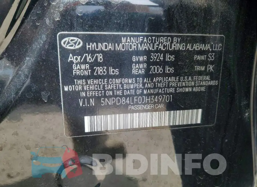 5NPD84LF0JH349701 Photo# 12