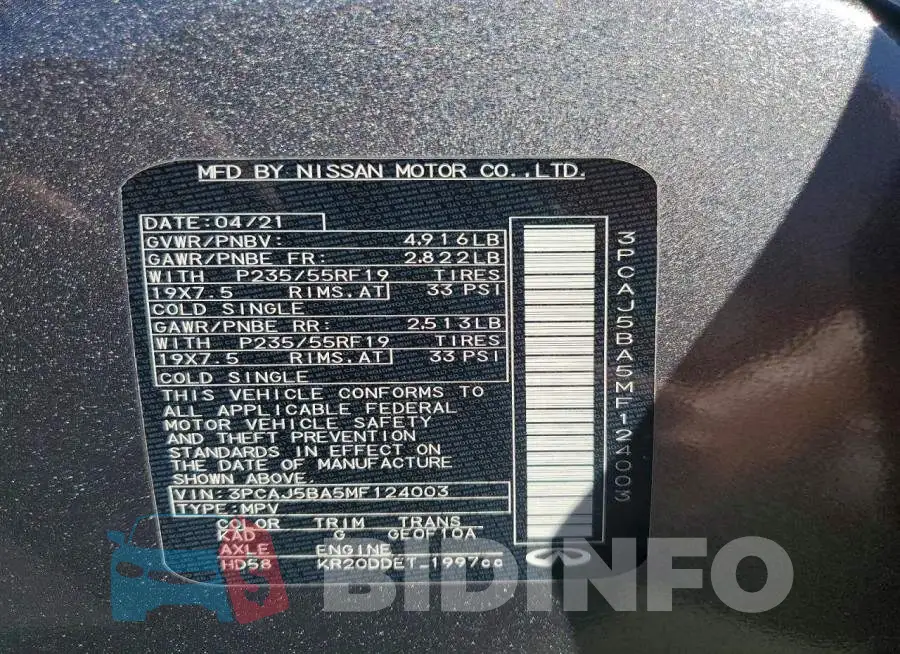 3PCAJ5BA5MF124003 Photo# 13