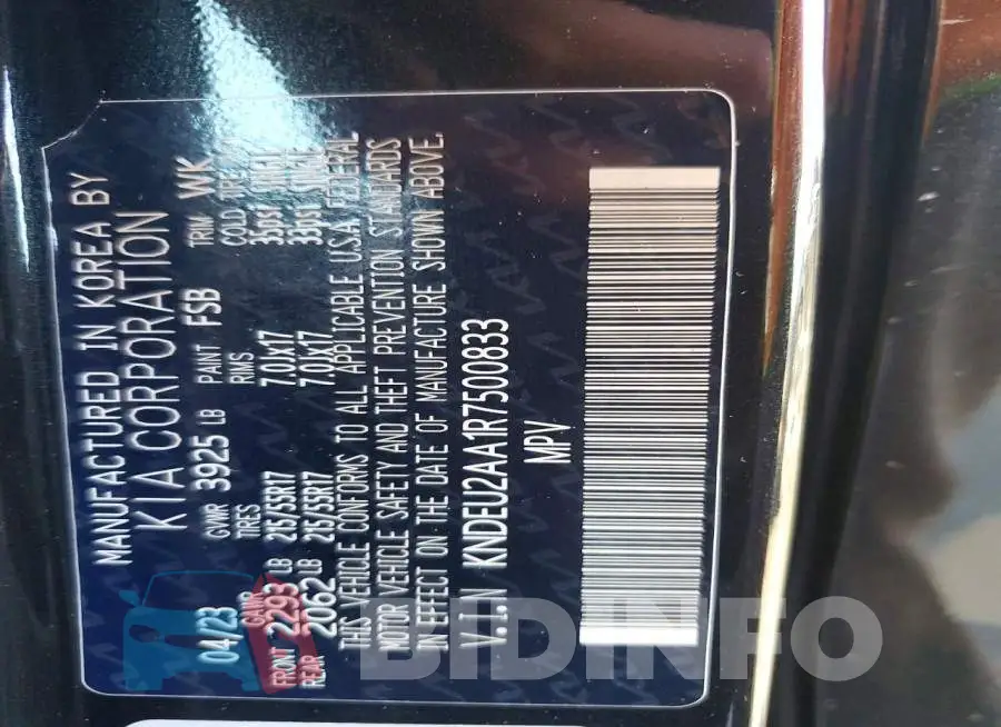 KNDEU2AA1R7500833 Photo# 13