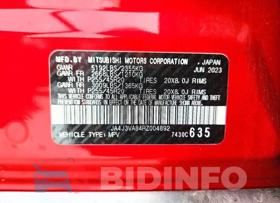 JA4J3VA84RZ004892 Photo# 14