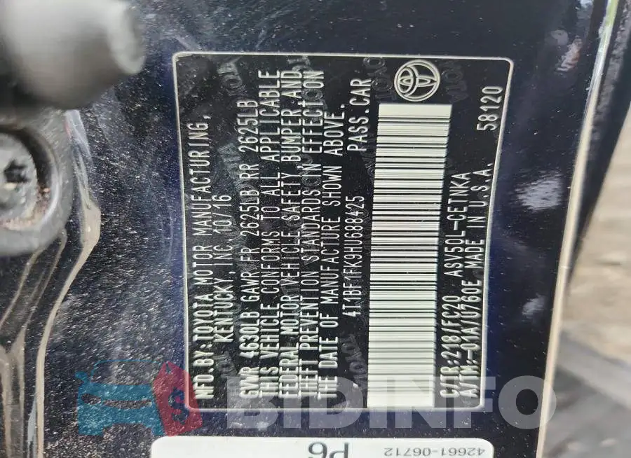 4T1BF1FK9HU688425 Photo# 12