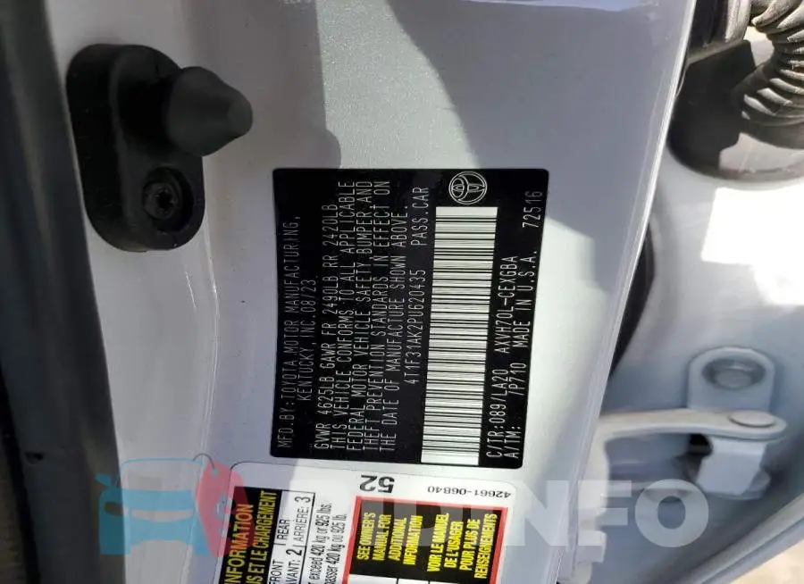 4T1F31AK2PU620435 Photo# 12
