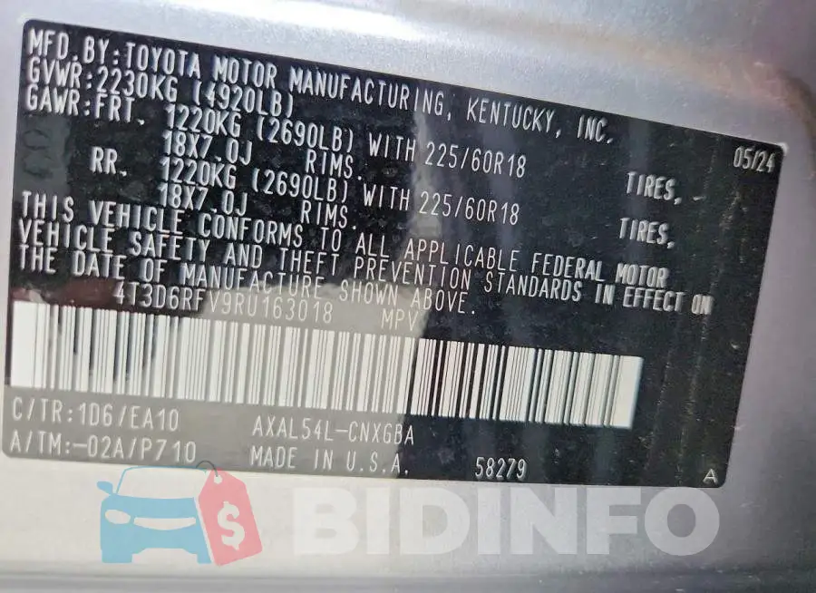 4T3D6RFV9RU163018 Photo# 12