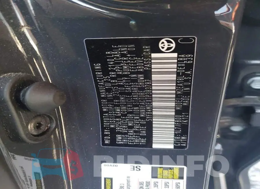 5YFB4MDEXTP383787 Photo# 12