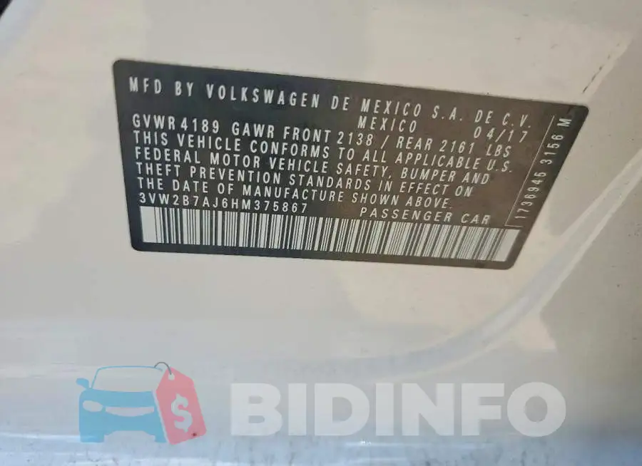 3VW2B7AJ6HM375867 Photo# 13