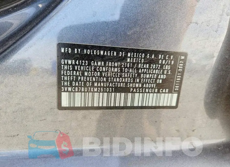 3VWCB7BU7KM251031 Photo# 13