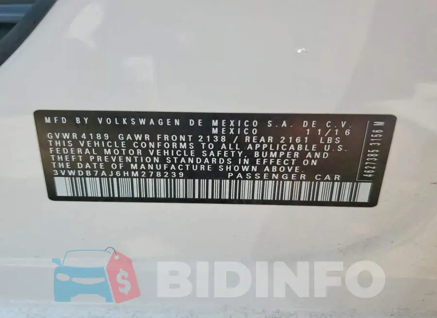 3VWDB7AJ6HM278239 Photo# 12