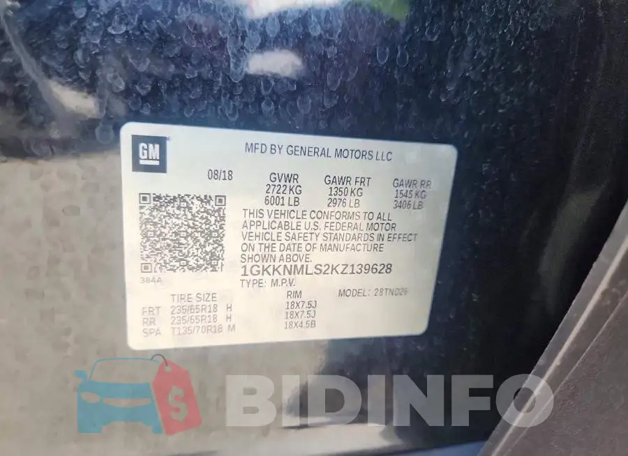 1GKKNMLS2KZ139628 Photo# 13