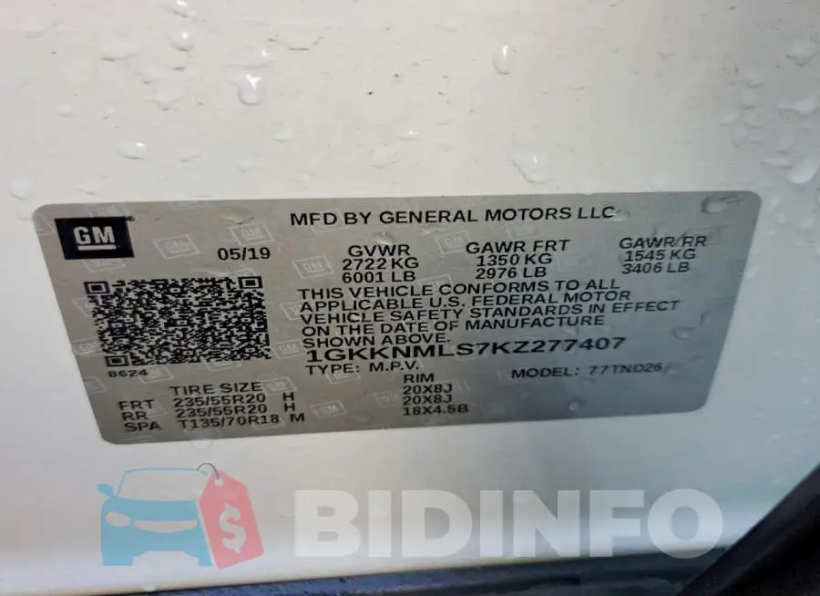1GKKNMLS7KZ277407 Photo# 14