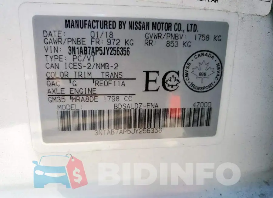 3N1AB7AP5JY256356 Photo# 12