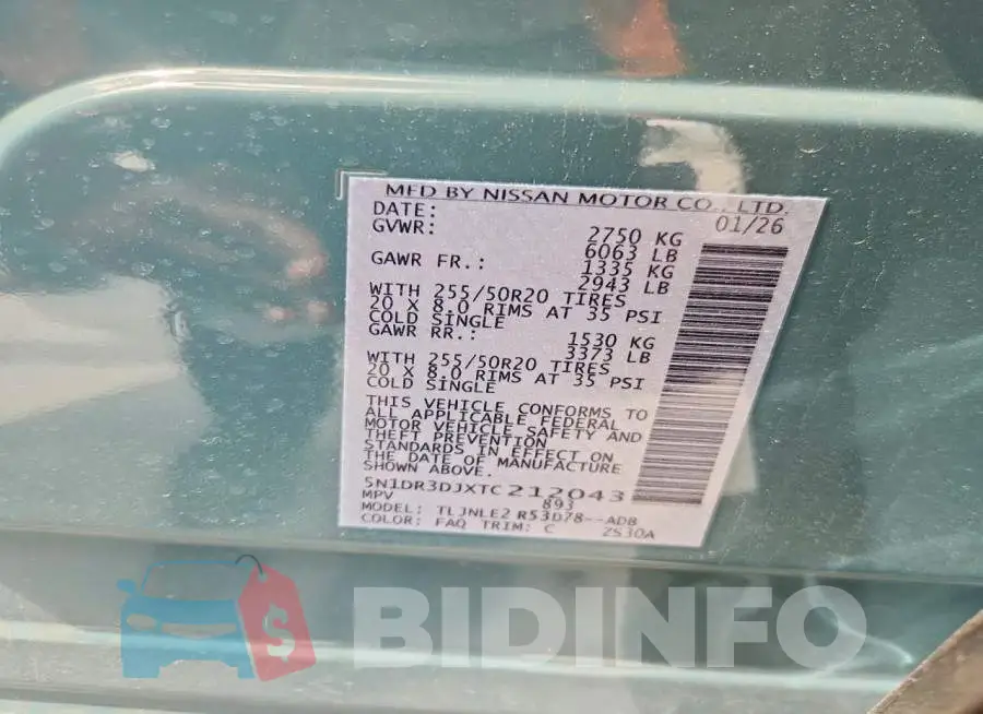 5N1DR3DJXTC212043 Photo# 13