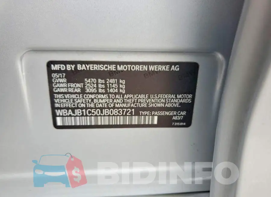 WBAJB1C50JB083721 Photo# 12