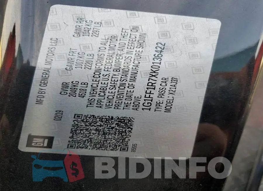 1G1FF1R7XK0136422 Photo# 12