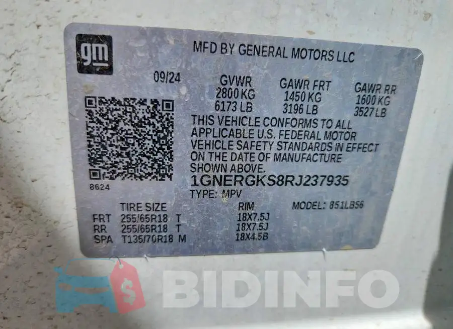 1GNERGKS8RJ237935 Photo# 12