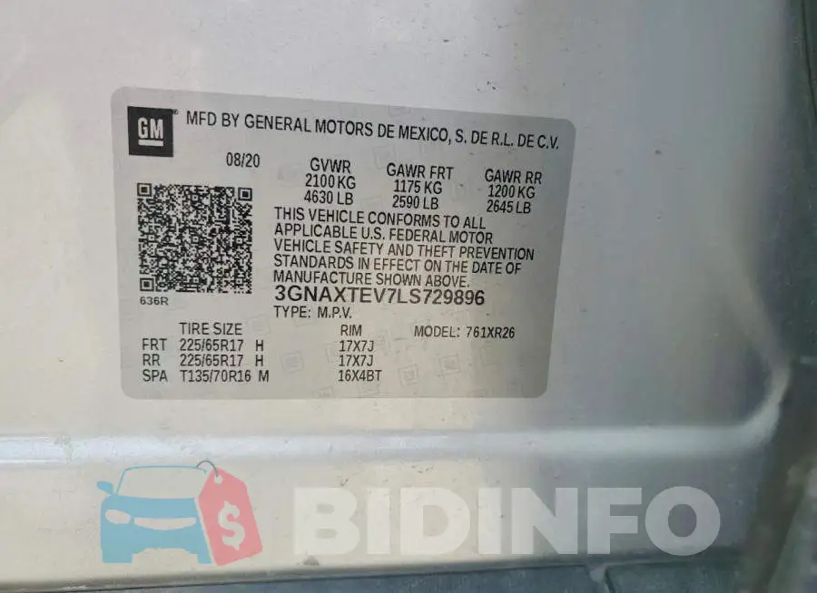 3GNAXTEV7LS729896 Photo# 14