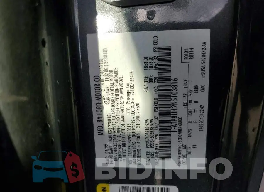1FATP8UH2N5103816 Photo# 13