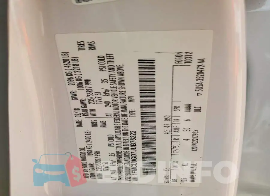 1FMCU0GD7JUB76222 Photo# 13