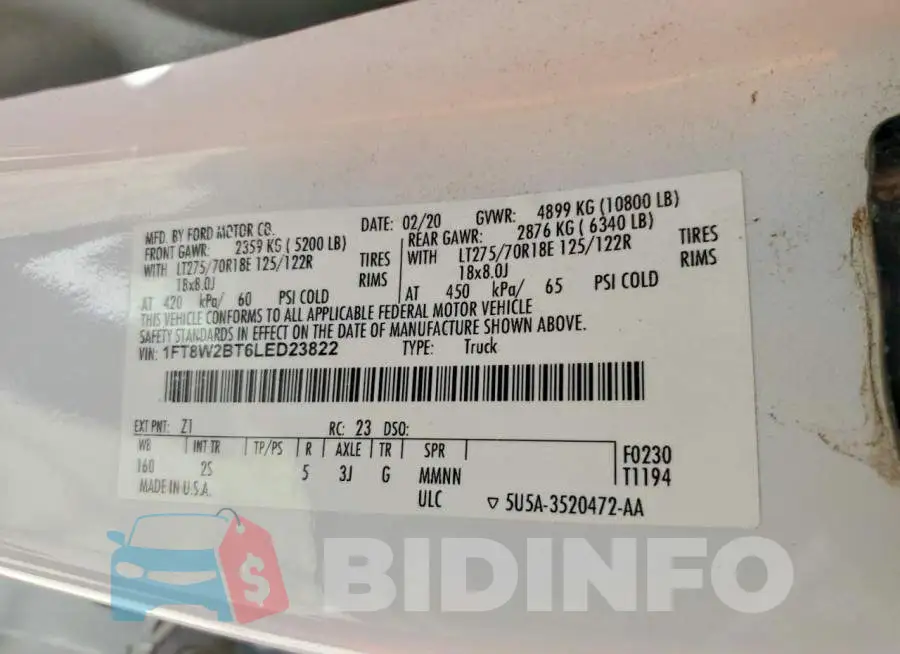 1FT8W2BT6LED23822 Photo# 12